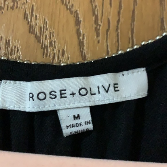 ▪️ ROSE + OLIVE ▪️ Black Peasant Top with Shiny Beading - Picture 10 of 11